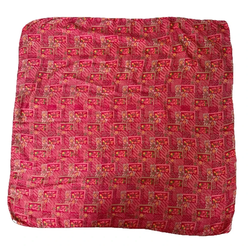Silk‎ Square Scarf Colorful Lightweight Quiet Luxury Travel Vacation Block Print